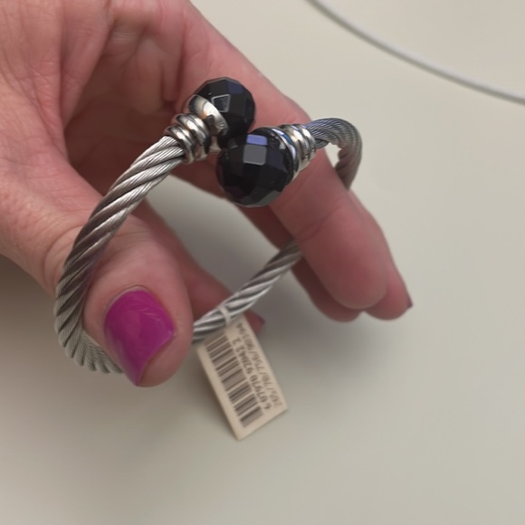 Cultured Freshwater Onyx Bangle Bracelet - Picture 3 of 3